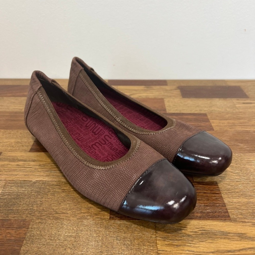 Munro Womens Ballet Danielle‎ Flats 8.5 Brown Slip On Comfort Knit Cap Toe